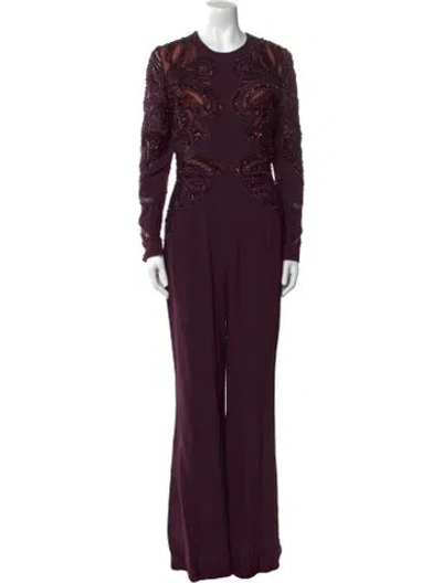 Pre-owned Elie Saab Scoop Neck Jumpsuit In Purple