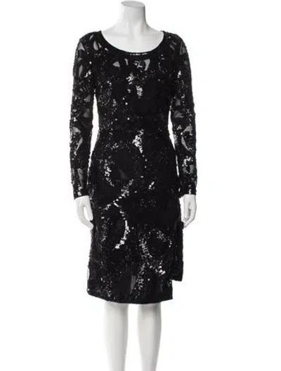 Pre-owned Elie Saab Scoop Neck Knee-length Dress In Black