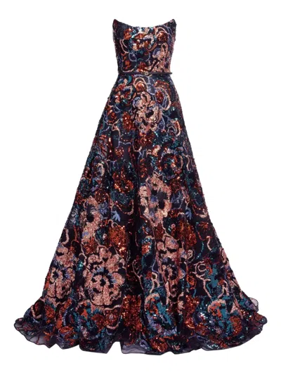 Elie Saab Sequin-embellished Maxi Dress In Black