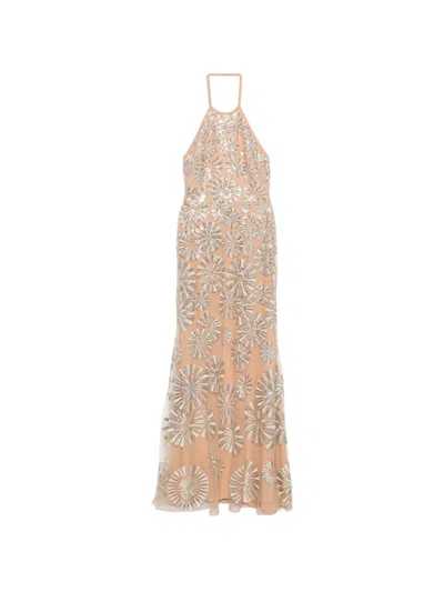 Elie Saab Sequin Embellished Maxi Dress In Brown