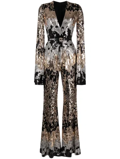 Elie Saab Sequin-embellished Tulle Jumpsuit In Gold