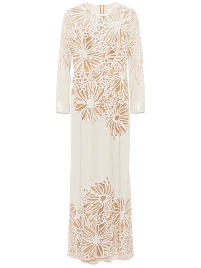 Elie Saab Sequin-embroidered Gown In 中性色