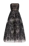 Elie Saab Sequin Embroidered Lace Tulle Long Dress
