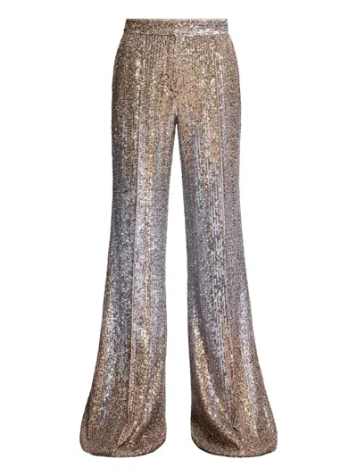 Elie Saab Sequin-embroidered Trousers In Gold