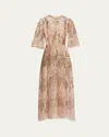 Elie Saab Sequin Embroidered Tulle Midi Dress In Neutral