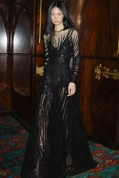 Elie Saab Sequin Motif Gown In Multi