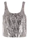 Elie Saab Sequin Scoop-neck Top In Gray