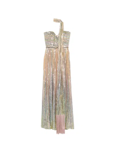 Elie Saab Sequin Tassel Maxi Dress (set Of Three) In Multi