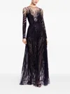 Elie Saab Sequin Tulle Embroidered Dress In Black