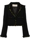 Elie Saab Embroidered Tweed Cropped Jacket In Schwarz