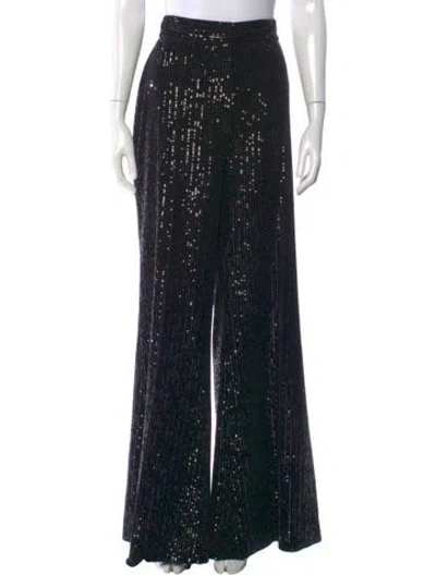 Pre-owned Elie Saab Sequin Wide Leg Pants In Black