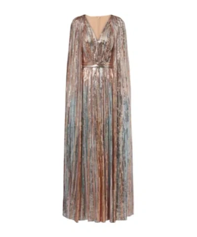 Elie Saab Cape-effect Sequined Tulle Gown In Multi