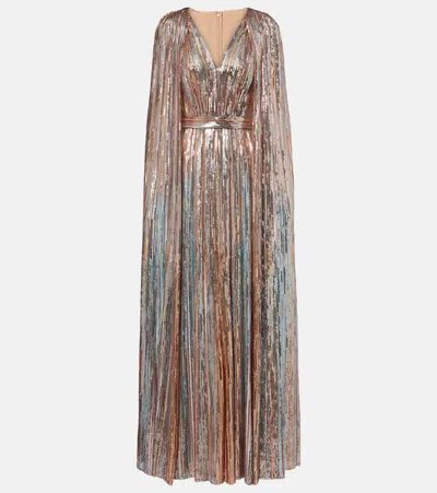 Elie Saab Cape-effect Sequined Tulle Gown In Multi