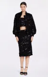 Elie Saab Sequined Chiffon Bomber Jacket In Black