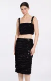 Elie Saab Sequined Chiffon Crop Top In Black