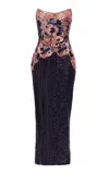 Elie Saab Sequined Embroidered Tulle Corset Midi Dress In Multi