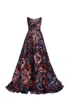 Elie Saab Sequined Embroidered Tulle Gown In Multi