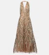 Elie Saab Sequined Embroidered Tulle Gown In Silver