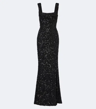 Elie Saab Sequined Gown In Black