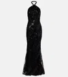 Elie Saab Sequined Halterneck Silk-blend Gown In Multi