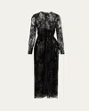 Elie Saab Sequined Long-sleeve Midi Dress In Black