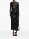 Elie Saab Sequined Long-sleeve Midi Dress In Black