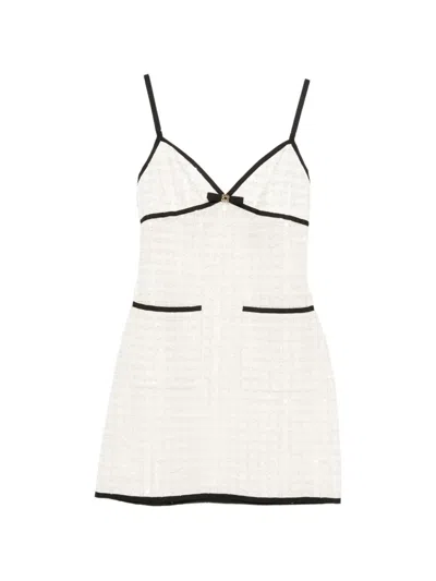 Elie Saab Sequined Mesh Mini Dress In Neutral