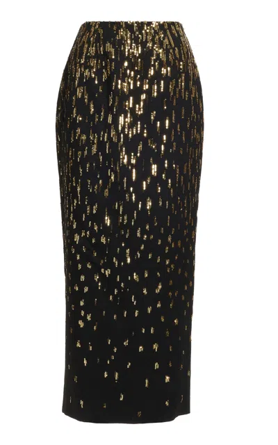 Elie Saab Sequined Midi Skirt In Black