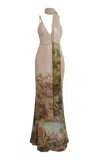 Elie Saab Sequined Poplin Maxi Dress In Multi