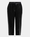 Elie Saab Sequined Satin Wide-leg Crop Tuxedo Pants In Black