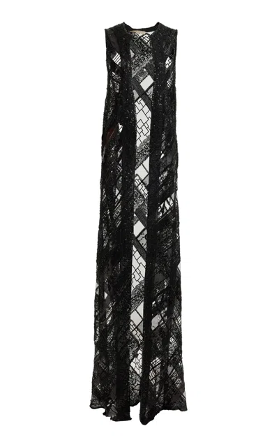 Elie Saab Sequined Sheer Vest Top In Black