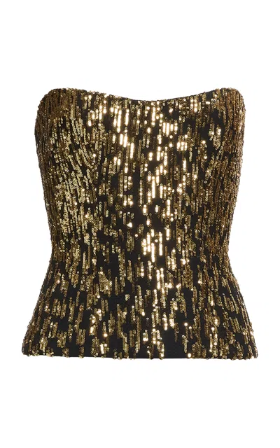 Elie Saab Sequined Strapless Corset In Black