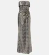Elie Saab Sequined Strapless Gown In Gray