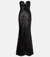 Elie Saab Sequined Strapless Silk-blend Gown In Black
