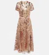 Elie Saab Sequined Tulle Gown In Beige