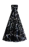 Elie Saab Sequined Tulle Gown In Black