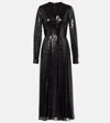 Elie Saab Sequined Tulle Maxi Dress In Gold