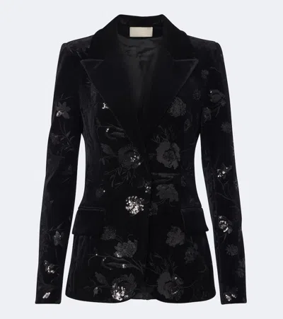 Elie Saab Sequined Velvet Blazer In Black