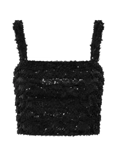 Elie Saab Sequin-embellished Cropped Top In Black