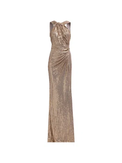 Elie Saab Sequin-embellished Draped Maxi Dress In Neutral