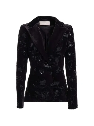 Elie Saab Sequin-embellished Embroidered Blazer In Black