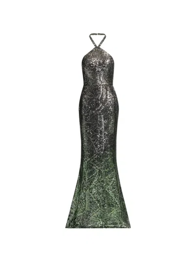 Elie Saab Sequin-embellished Halter-neck Maxi Dress In Black