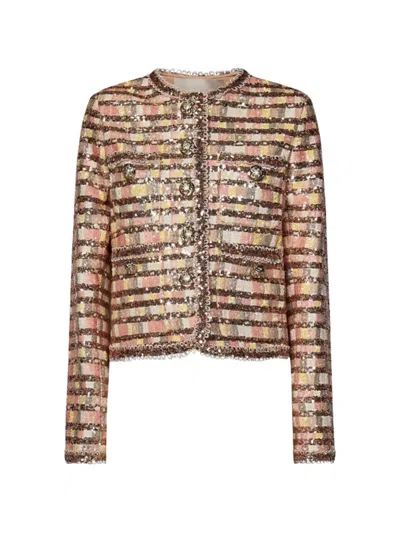 Elie Saab Sequin-embellished Jacket In Brown