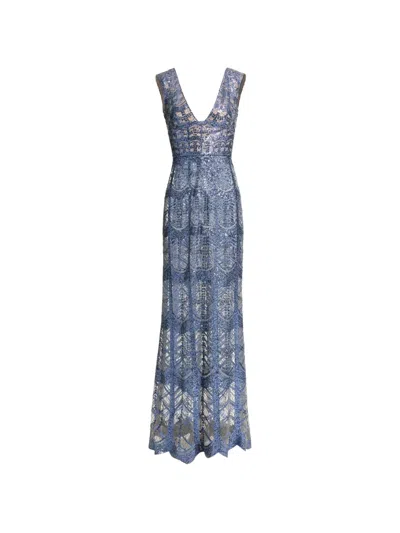 Elie Saab Sequin-embellished Maxi Dress In Blue