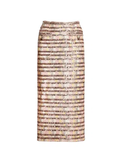 Elie Saab Sequin-embellished Midi Skirt In Neutrals