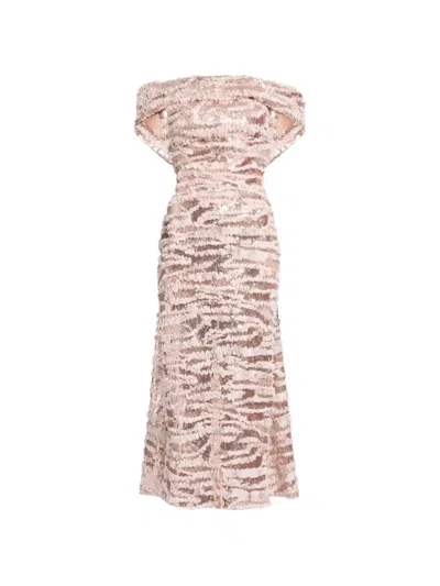 Elie Saab Sequin-embellished Ruffled Midi Dress In Multi