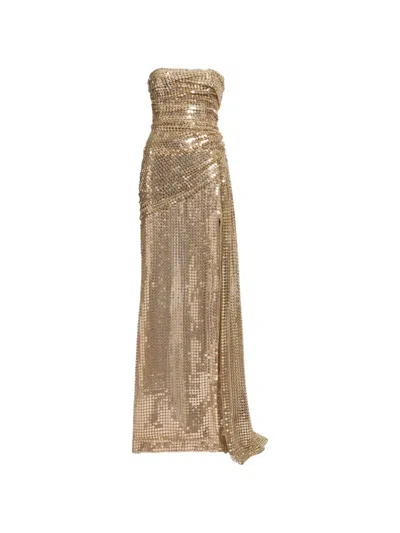 Elie Saab Sequin-embellished Strapless Maxi Dress In Gold