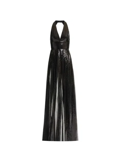 Elie Saab Sequin-embellished V-neck Maxi Dress In Black
