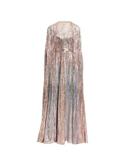 Elie Saab Sequin-embroidered Cape-sleeve Gown In Black