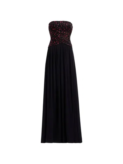 Elie Saab Sequin-embroidered Strapless Maxi Dress In Black